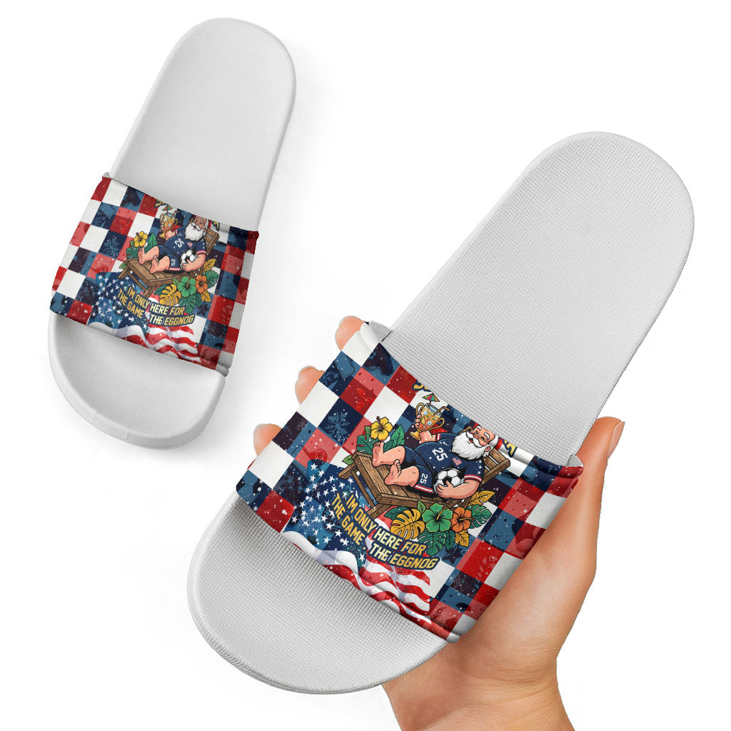 USA Soccer Summer Christmas In July Slide Sandals Summer Santa World Football 2026