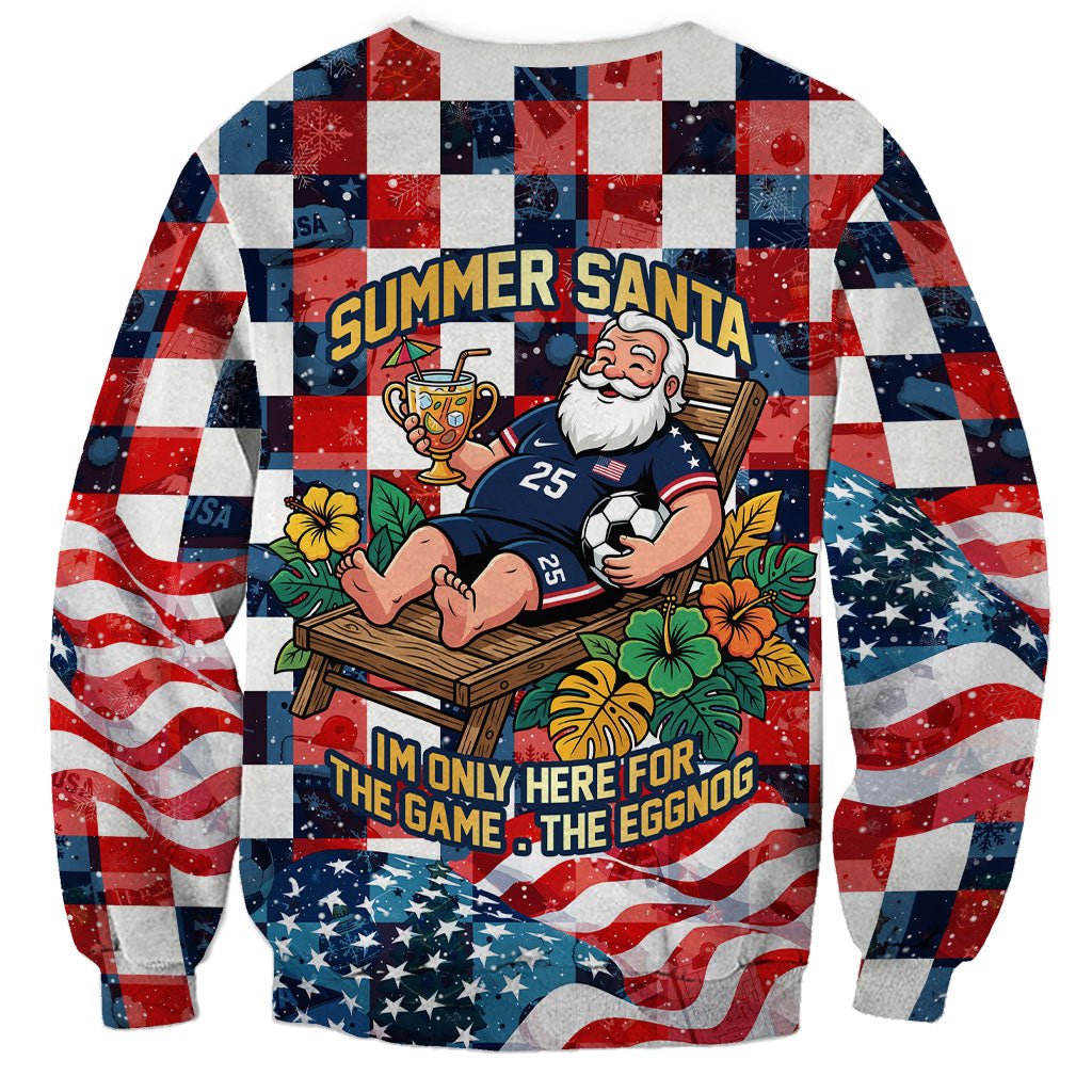 USA Soccer Summer Christmas In July Sweatshirt Summer Santa World Football 2026