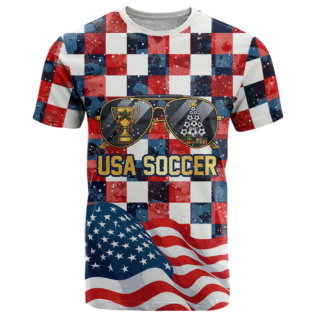 USA Soccer Summer Christmas In July T Shirt Summer Santa World Football 2026