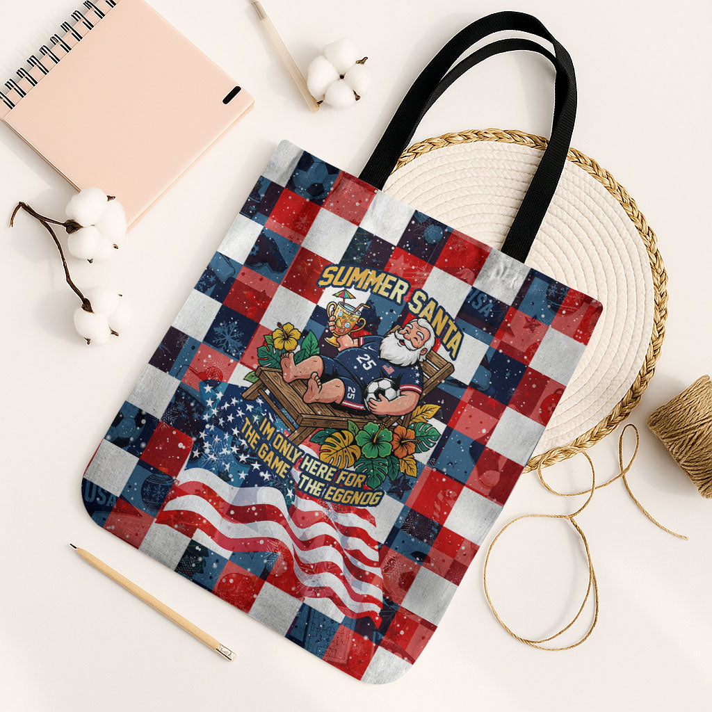 USA Soccer Summer Christmas In July Tote Bag Summer Santa World Football 2026