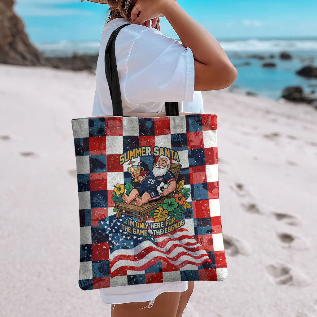 USA Soccer Summer Christmas In July Tote Bag Summer Santa World Football 2026