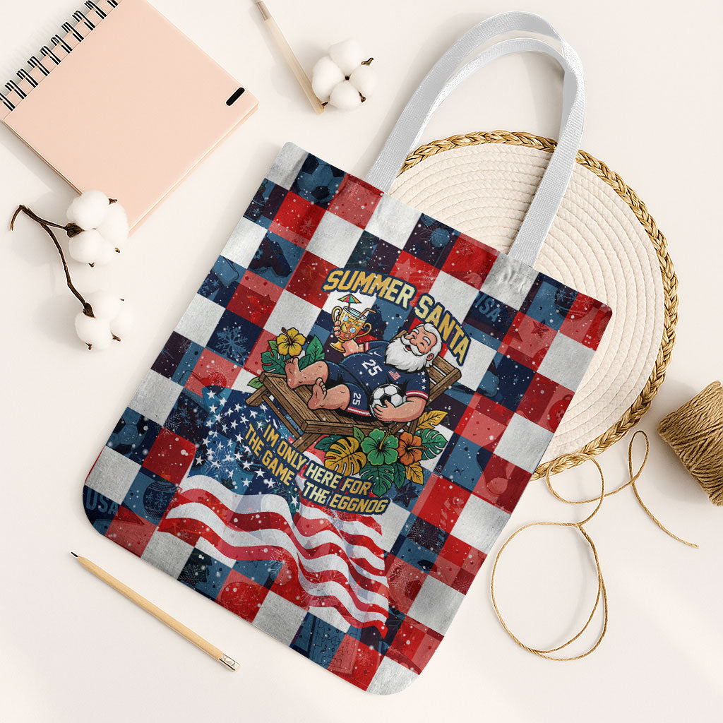 USA Soccer Summer Christmas In July Tote Bag Summer Santa World Football 2026