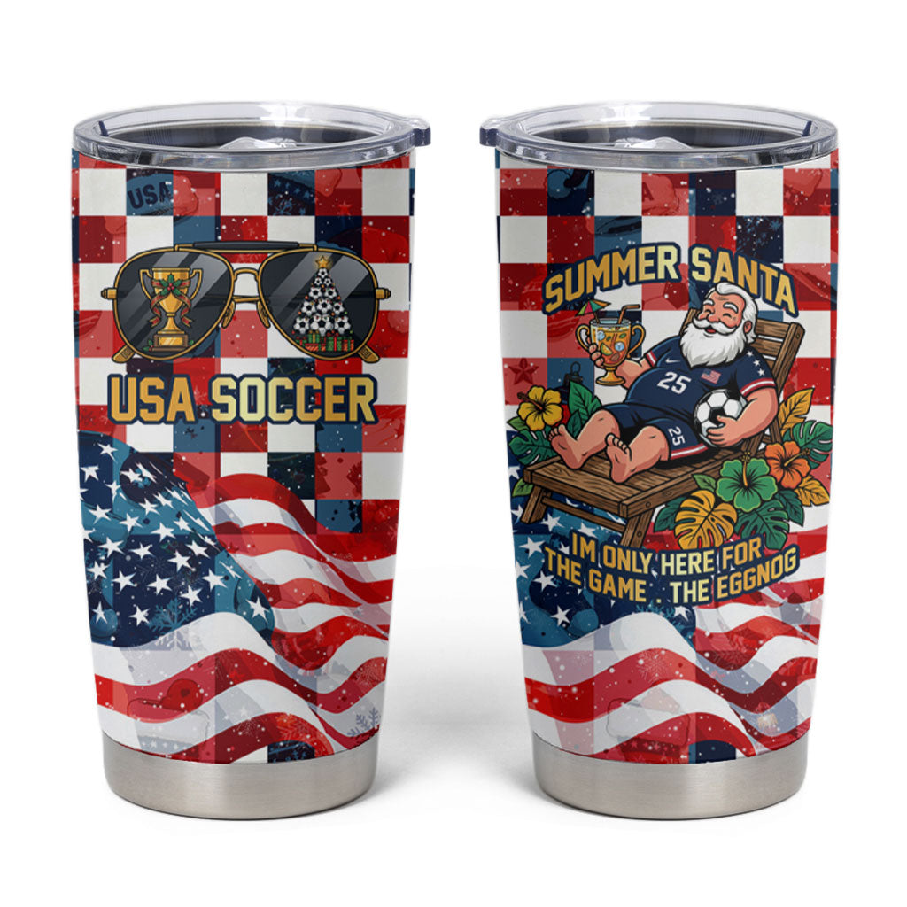 USA Soccer Summer Christmas In July Tumbler Cup Summer Santa World Football 2026