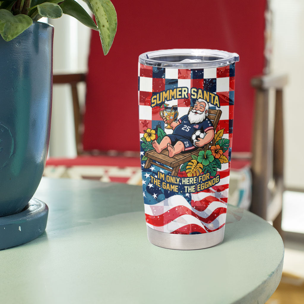 USA Soccer Summer Christmas In July Tumbler Cup Summer Santa World Football 2026