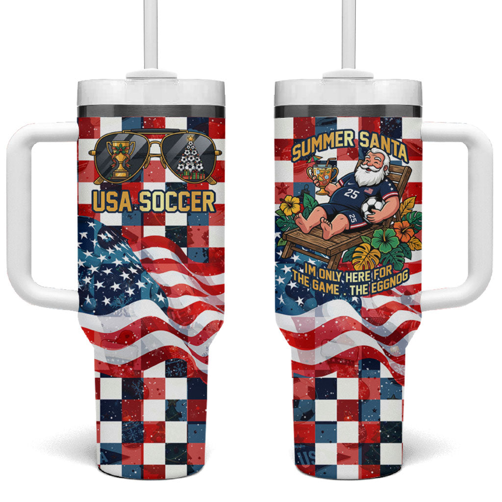 USA Soccer Summer Christmas In July Tumbler With Handle Summer Santa World Football 2026