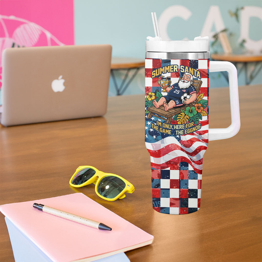 USA Soccer Summer Christmas In July Tumbler With Handle Summer Santa World Football 2026