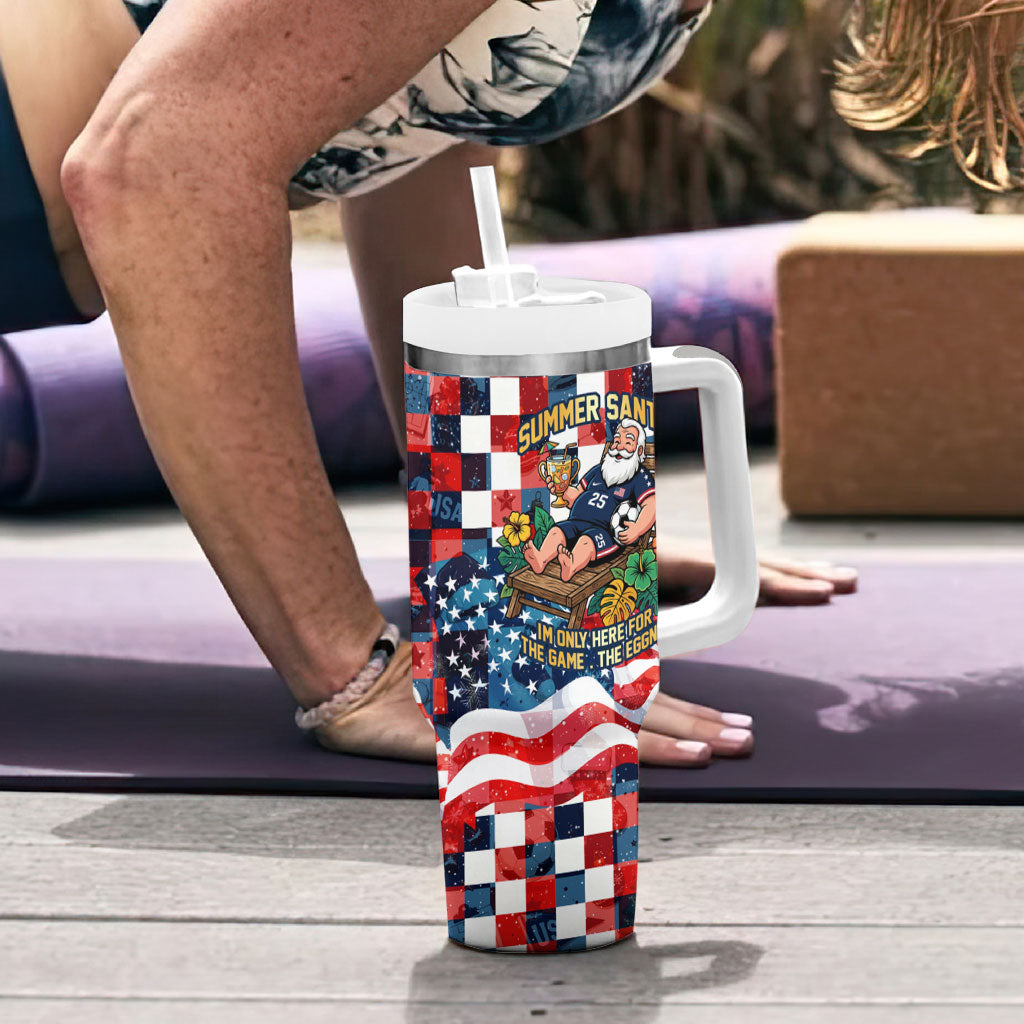 USA Soccer Summer Christmas In July Tumbler With Handle Summer Santa World Football 2026