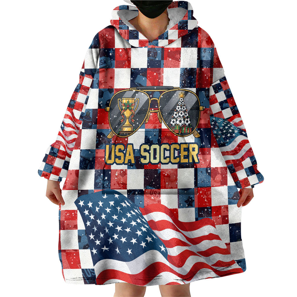 USA Soccer Summer Christmas In July Wearable Blanket Hoodie Summer Santa World Football 2026