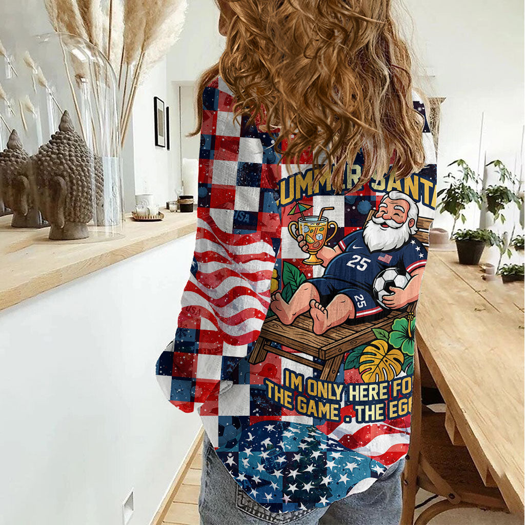 USA Soccer Summer Christmas In July Women Casual Shirt Summer Santa World Football 2026