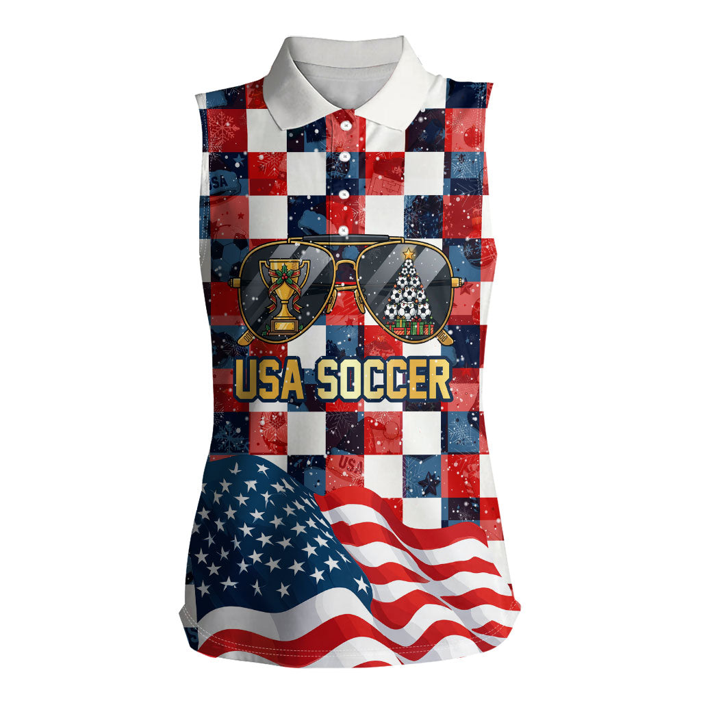USA Soccer Summer Christmas In July Women Sleeveless Polo Shirt Summer Santa World Football 2026