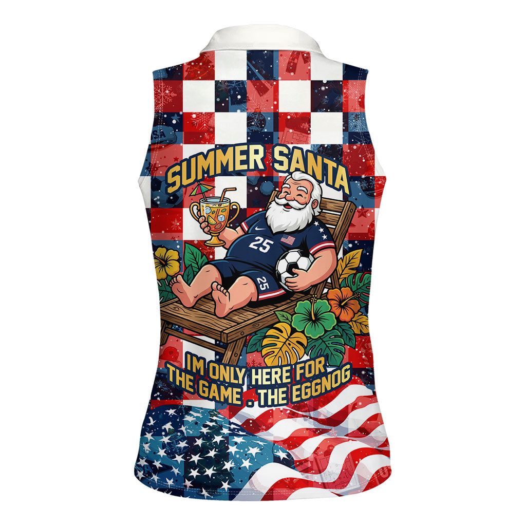 USA Soccer Summer Christmas In July Women Sleeveless Polo Shirt Summer Santa World Football 2026