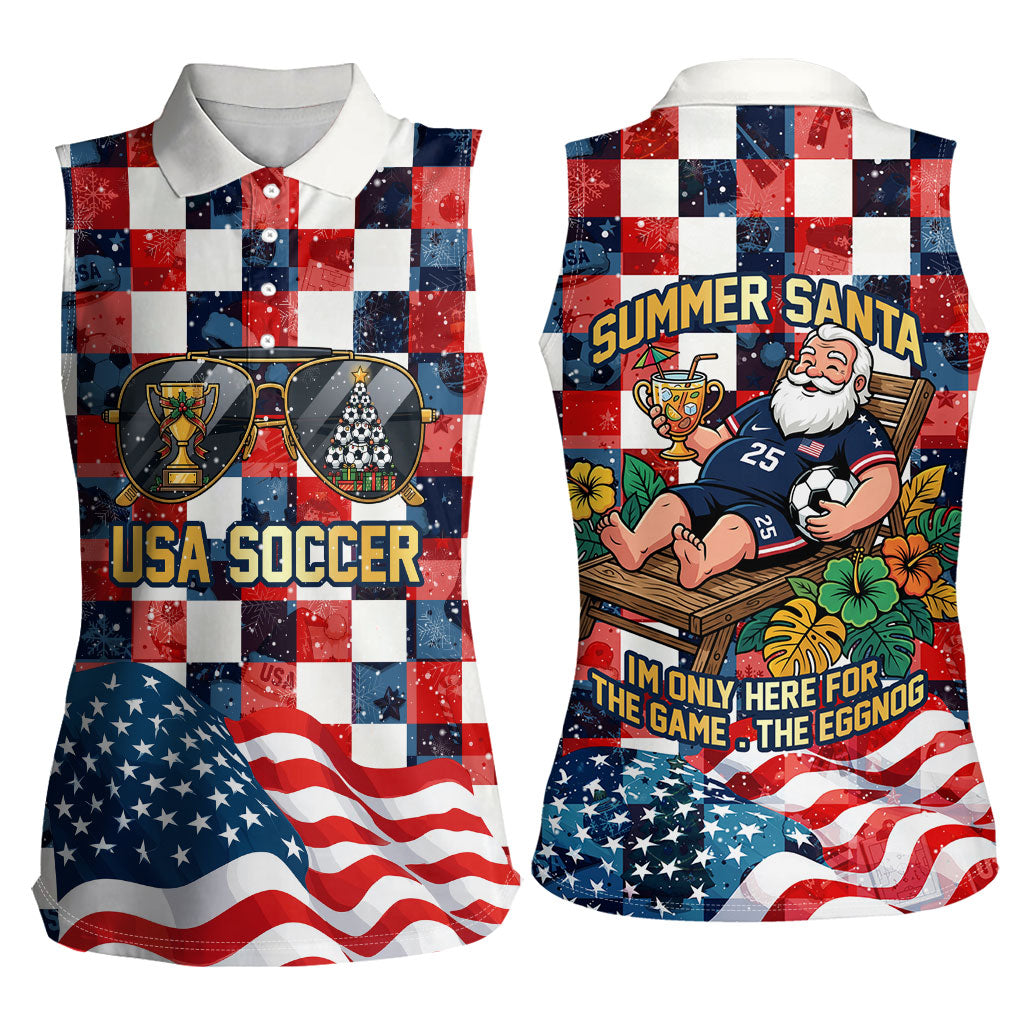 USA Soccer Summer Christmas In July Women Sleeveless Polo Shirt Summer Santa World Football 2026