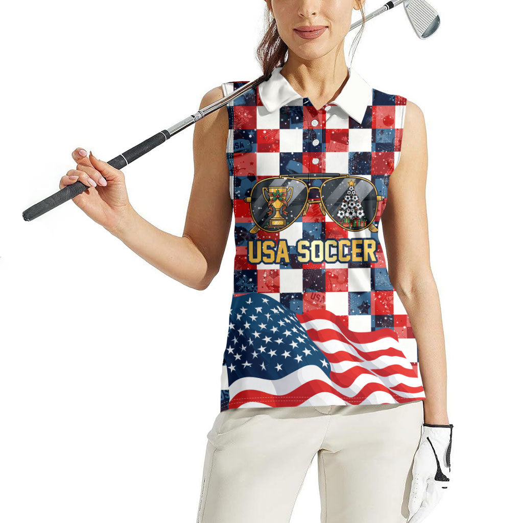 USA Soccer Summer Christmas In July Women Sleeveless Polo Shirt Summer Santa World Football 2026