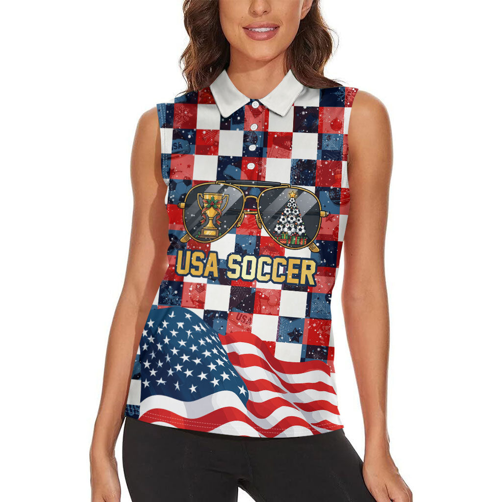 USA Soccer Summer Christmas In July Women Sleeveless Polo Shirt Summer Santa World Football 2026