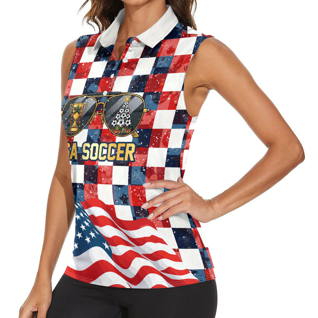 USA Soccer Summer Christmas In July Women Sleeveless Polo Shirt Summer Santa World Football 2026