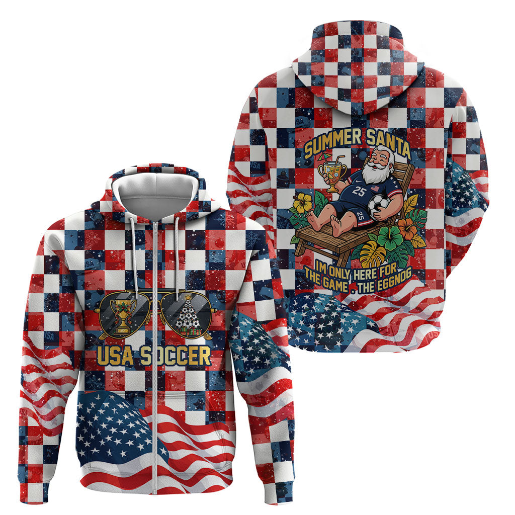 USA Soccer Summer Christmas In July Zip Hoodie Summer Santa World Football 2026