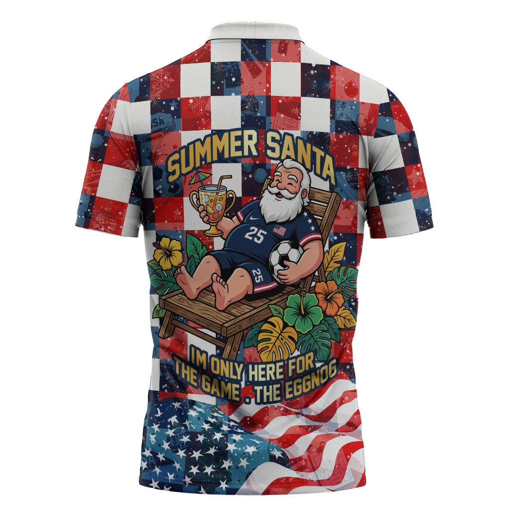 USA Soccer Summer Christmas In July Zipper Polo Shirt Summer Santa World Football 2026