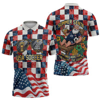 USA Soccer Summer Christmas In July Zipper Polo Shirt Summer Santa World Football 2026