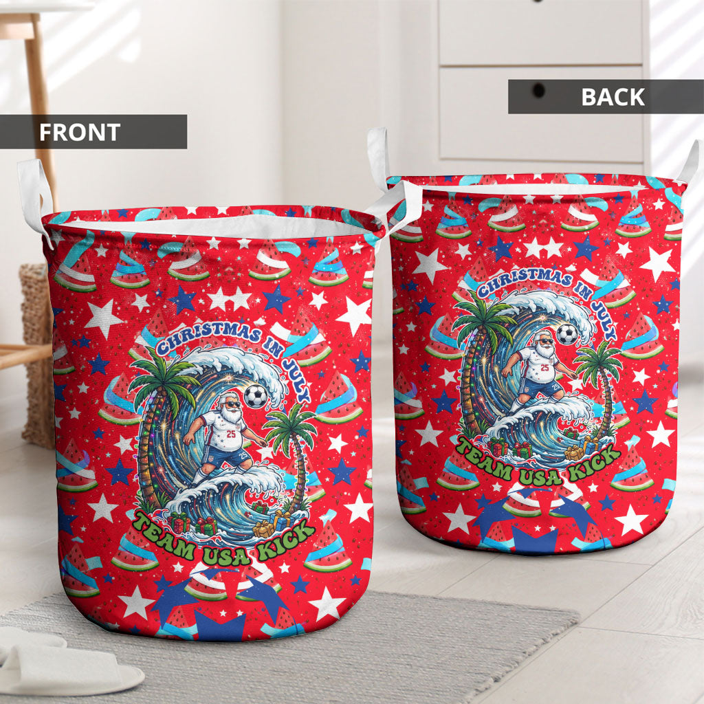Christmas In July USA Soccer Laundry Basket Surfing Santa Flamingo Summer Watermelon