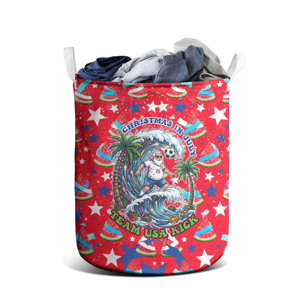 Christmas In July USA Soccer Laundry Basket Surfing Santa Flamingo Summer Watermelon