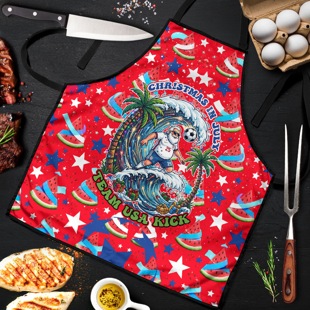 Christmas In July USA Soccer Apron Surfing Santa Flamingo Summer Watermelon