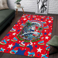 Christmas In July USA Soccer Area Rug Surfing Santa Flamingo Summer Watermelon