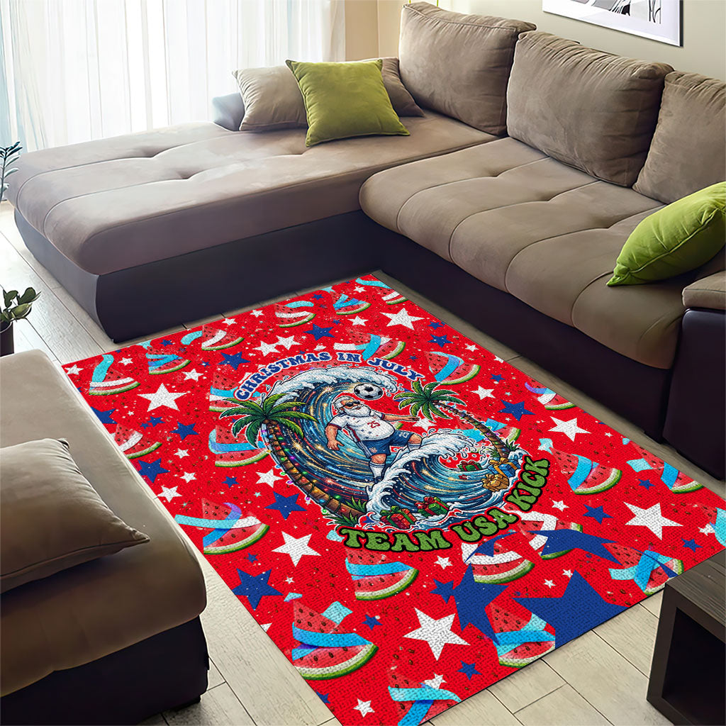 Christmas In July USA Soccer Area Rug Surfing Santa Flamingo Summer Watermelon