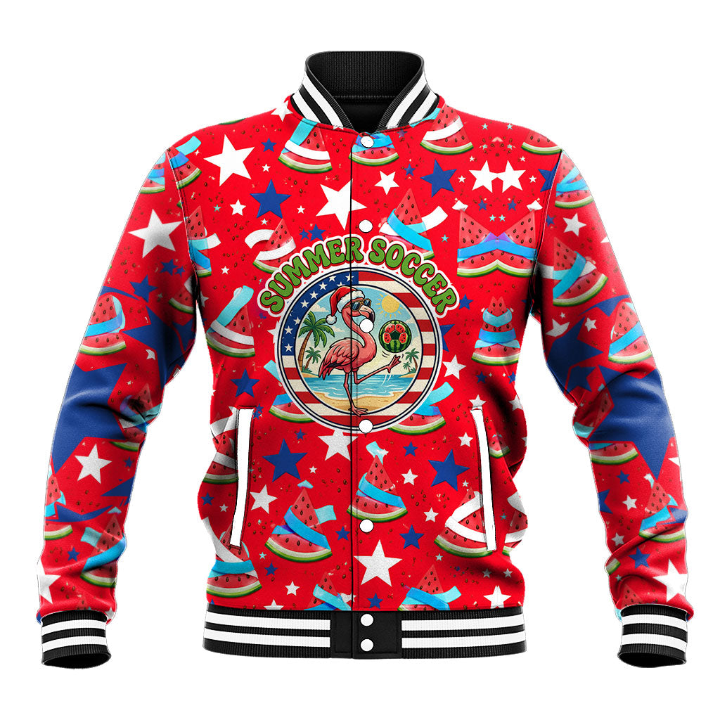 Christmas In July USA Soccer Baseball Jacket Surfing Santa Flamingo Summer Watermelon