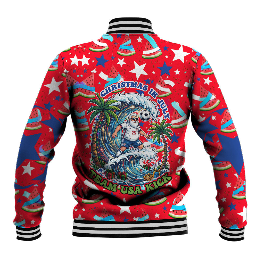 Christmas In July USA Soccer Baseball Jacket Surfing Santa Flamingo Summer Watermelon