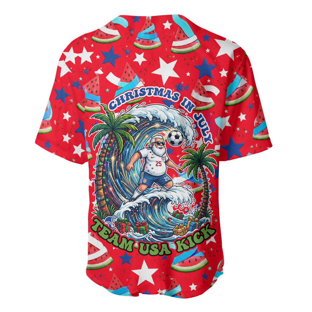 Christmas In July USA Soccer Baseball Jersey Surfing Santa Flamingo Summer Watermelon