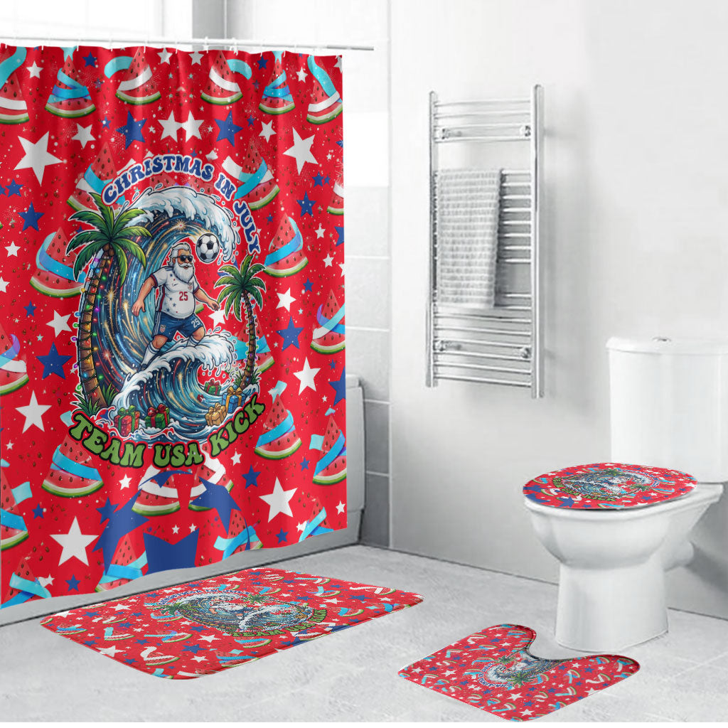 Christmas In July USA Soccer Bathroom Set Surfing Santa Flamingo Summer Watermelon