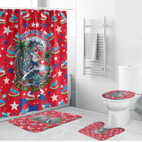Christmas In July USA Soccer Bathroom Set Surfing Santa Flamingo Summer Watermelon