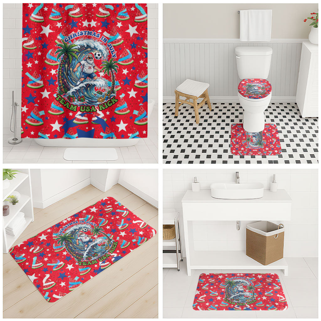 Christmas In July USA Soccer Bathroom Set Surfing Santa Flamingo Summer Watermelon