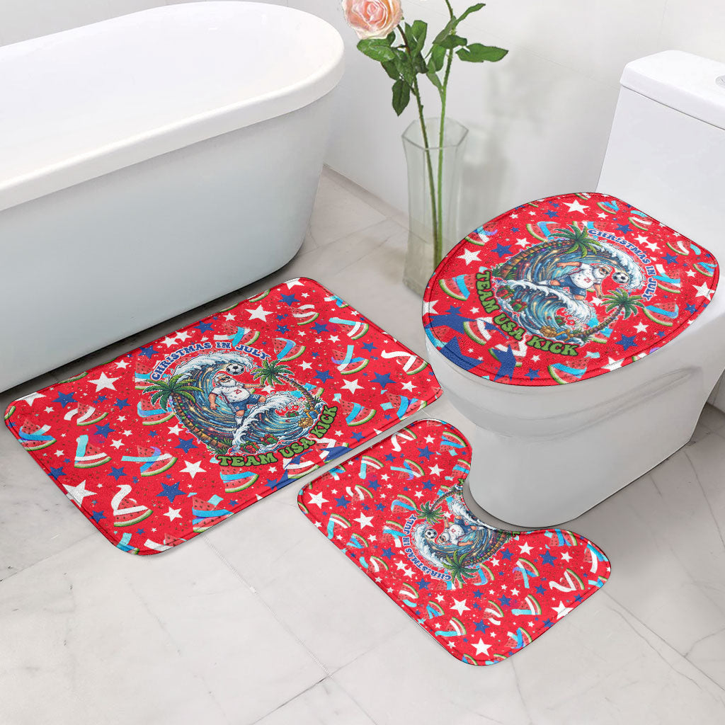 Christmas In July USA Soccer Bathroom Set Surfing Santa Flamingo Summer Watermelon