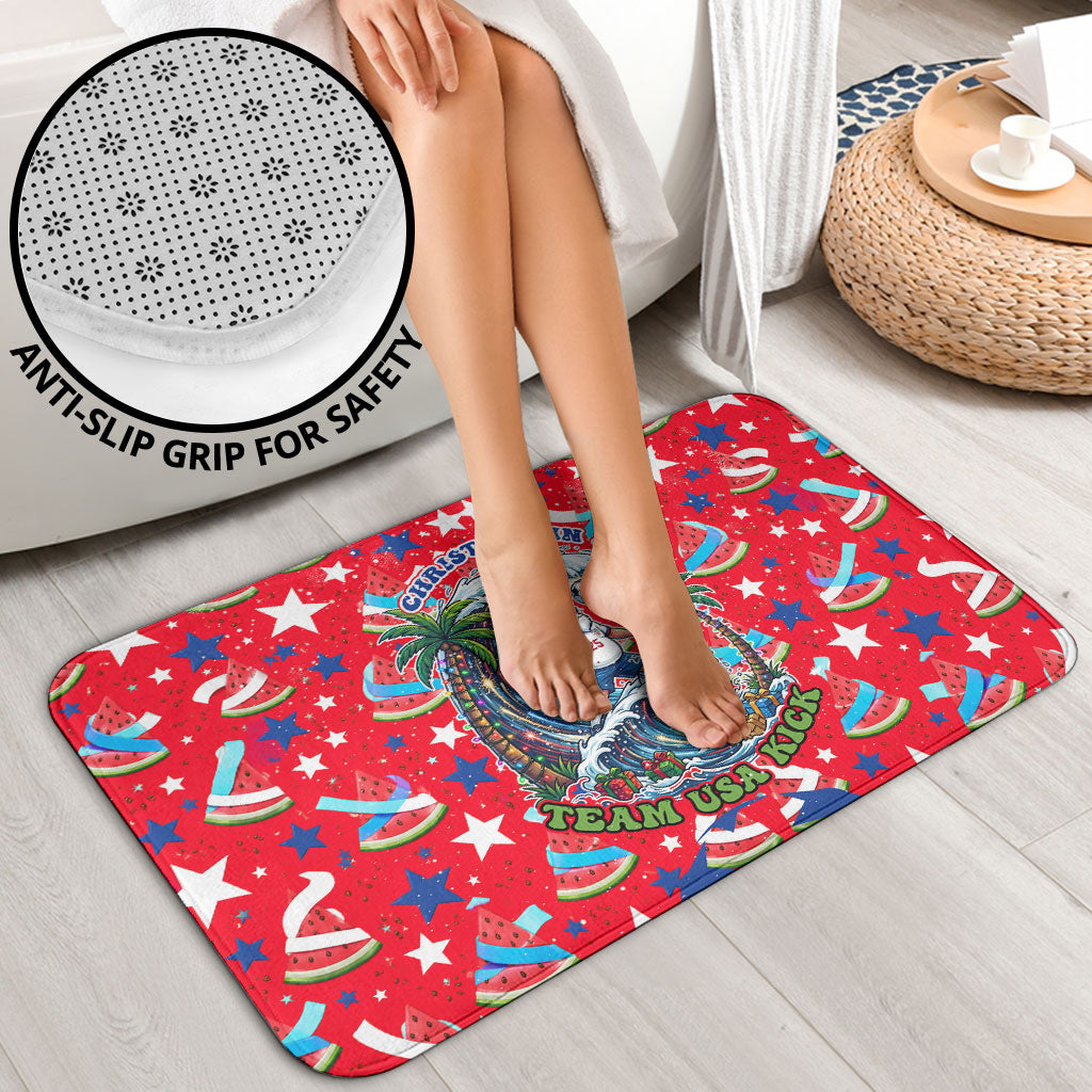 Christmas In July USA Soccer Bathroom Set Surfing Santa Flamingo Summer Watermelon