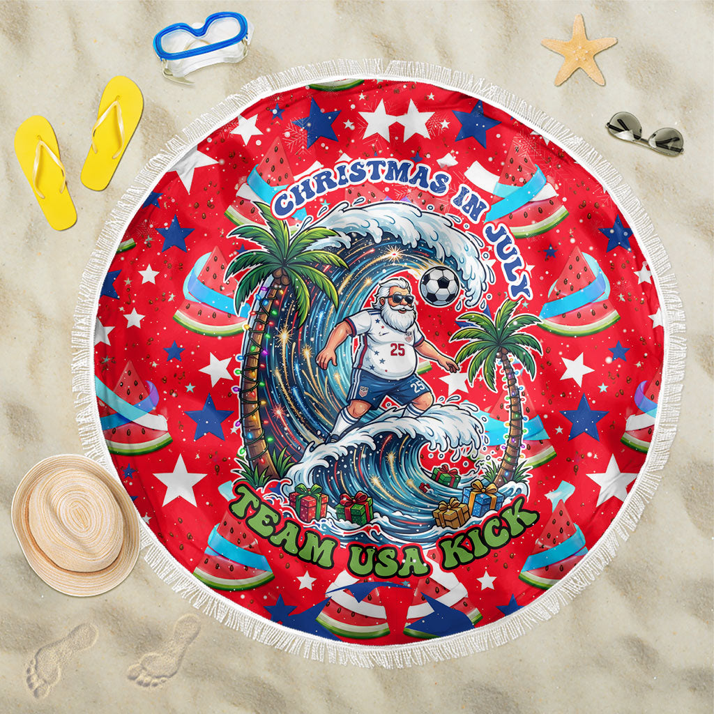 Christmas In July USA Soccer Beach Blanket Surfing Santa Flamingo Summer Watermelon