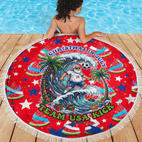 Christmas In July USA Soccer Beach Blanket Surfing Santa Flamingo Summer Watermelon