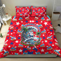 Christmas In July USA Soccer Bedding Set Surfing Santa Flamingo Summer Watermelon