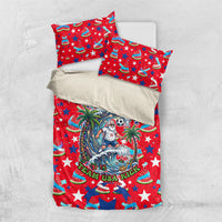 Christmas In July USA Soccer Bedding Set Surfing Santa Flamingo Summer Watermelon