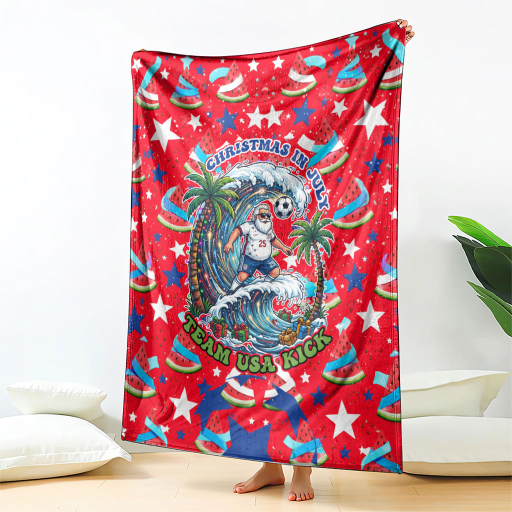 Christmas In July USA Soccer Blanket Surfing Santa Flamingo Summer Watermelon