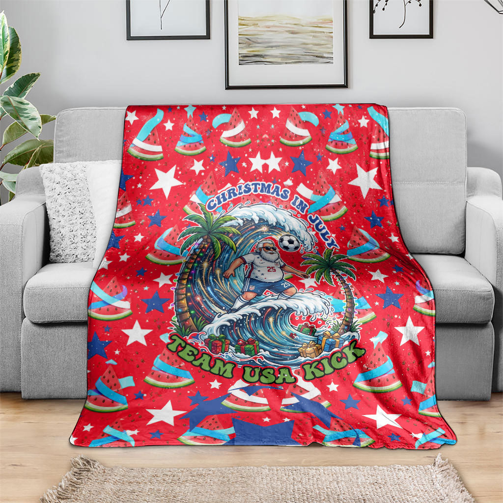 Christmas In July USA Soccer Blanket Surfing Santa Flamingo Summer Watermelon