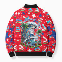 Christmas In July USA Soccer Bomber Puffer Jacket Surfing Santa Flamingo Summer Watermelon
