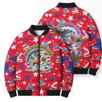 Christmas In July USA Soccer Bomber Puffer Jacket Surfing Santa Flamingo Summer Watermelon