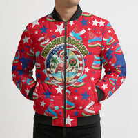 Christmas In July USA Soccer Bomber Puffer Jacket Surfing Santa Flamingo Summer Watermelon