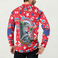 Christmas In July USA Soccer Button Sweatshirt Surfing Santa Flamingo Summer Watermelon