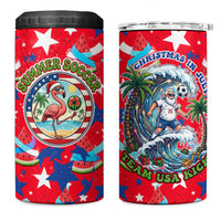 Christmas In July USA Soccer 4 in 1 Can Cooler Tumbler Surfing Santa Flamingo Summer Watermelon
