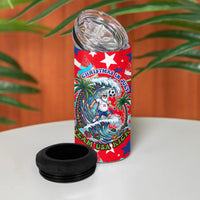 Christmas In July USA Soccer 4 in 1 Can Cooler Tumbler Surfing Santa Flamingo Summer Watermelon
