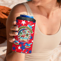 Christmas In July USA Soccer 4 in 1 Can Cooler Tumbler Surfing Santa Flamingo Summer Watermelon