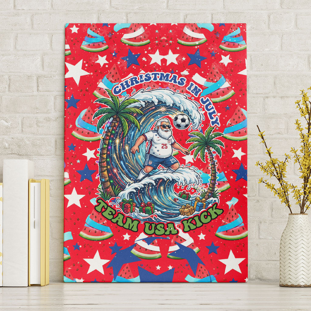 Christmas In July USA Soccer Canvas Wall Art Surfing Santa Flamingo Summer Watermelon