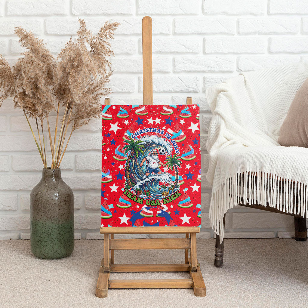 Christmas In July USA Soccer Canvas Wall Art Surfing Santa Flamingo Summer Watermelon